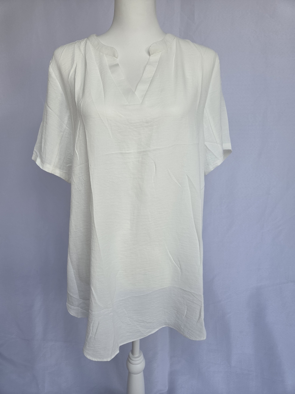 Classic White V-Neck Tunic Top